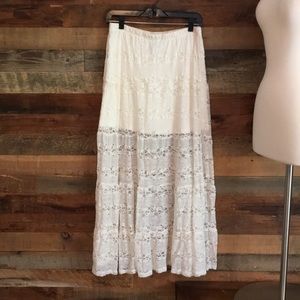 Boho ivory long skirt with mini underneath